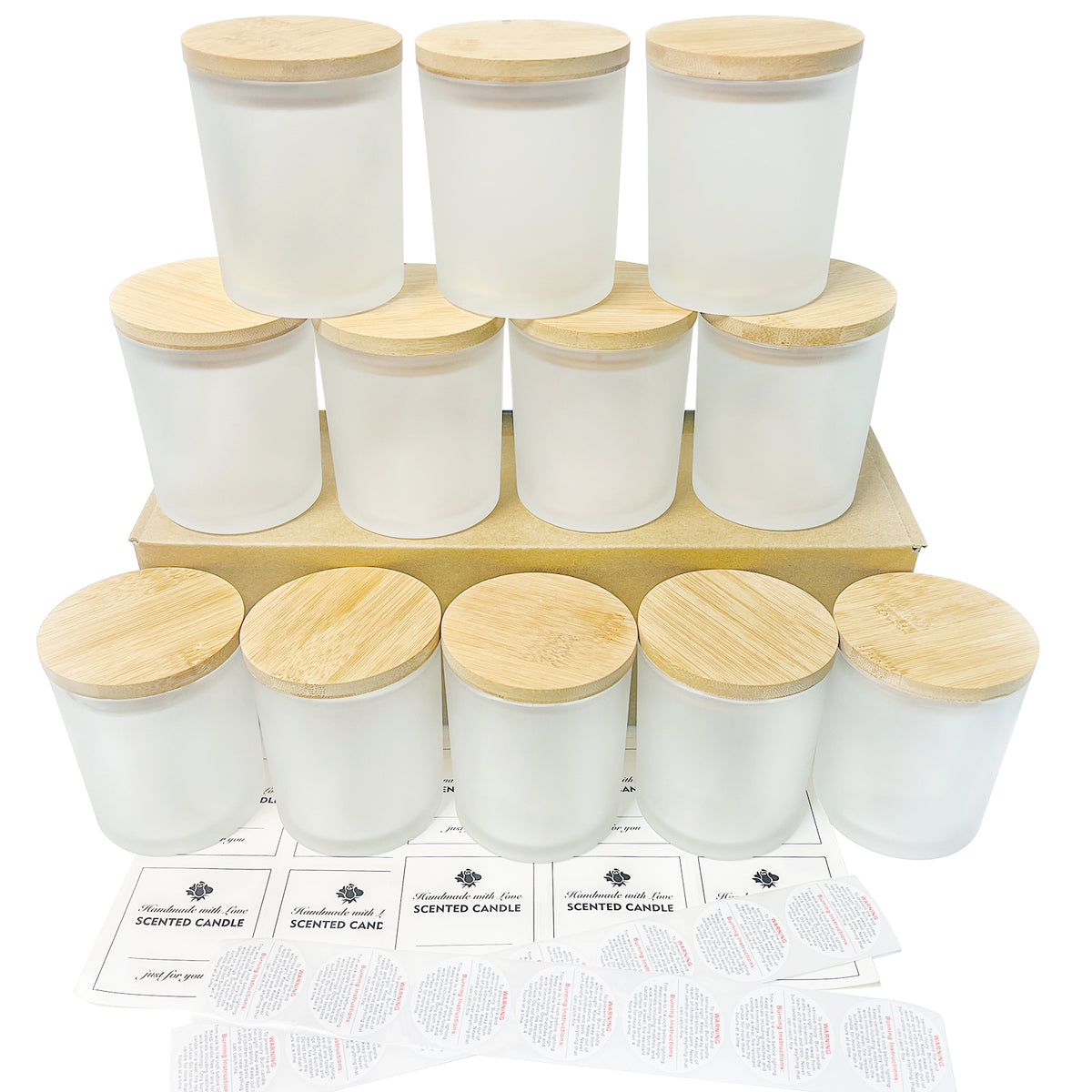 12 Pack 10 OZ Frosted Glass Candle Jars – CONNOO